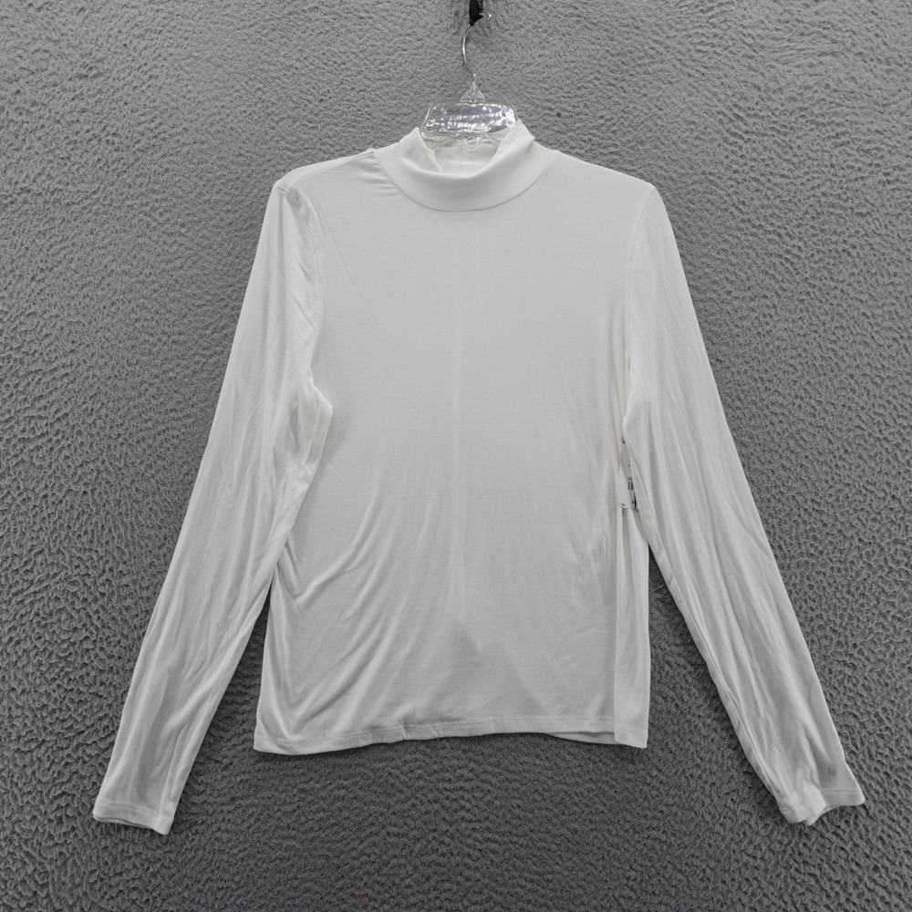 French Connection Womens‎ XL White Mock Neck Long Sleeve Stretch Top NEW